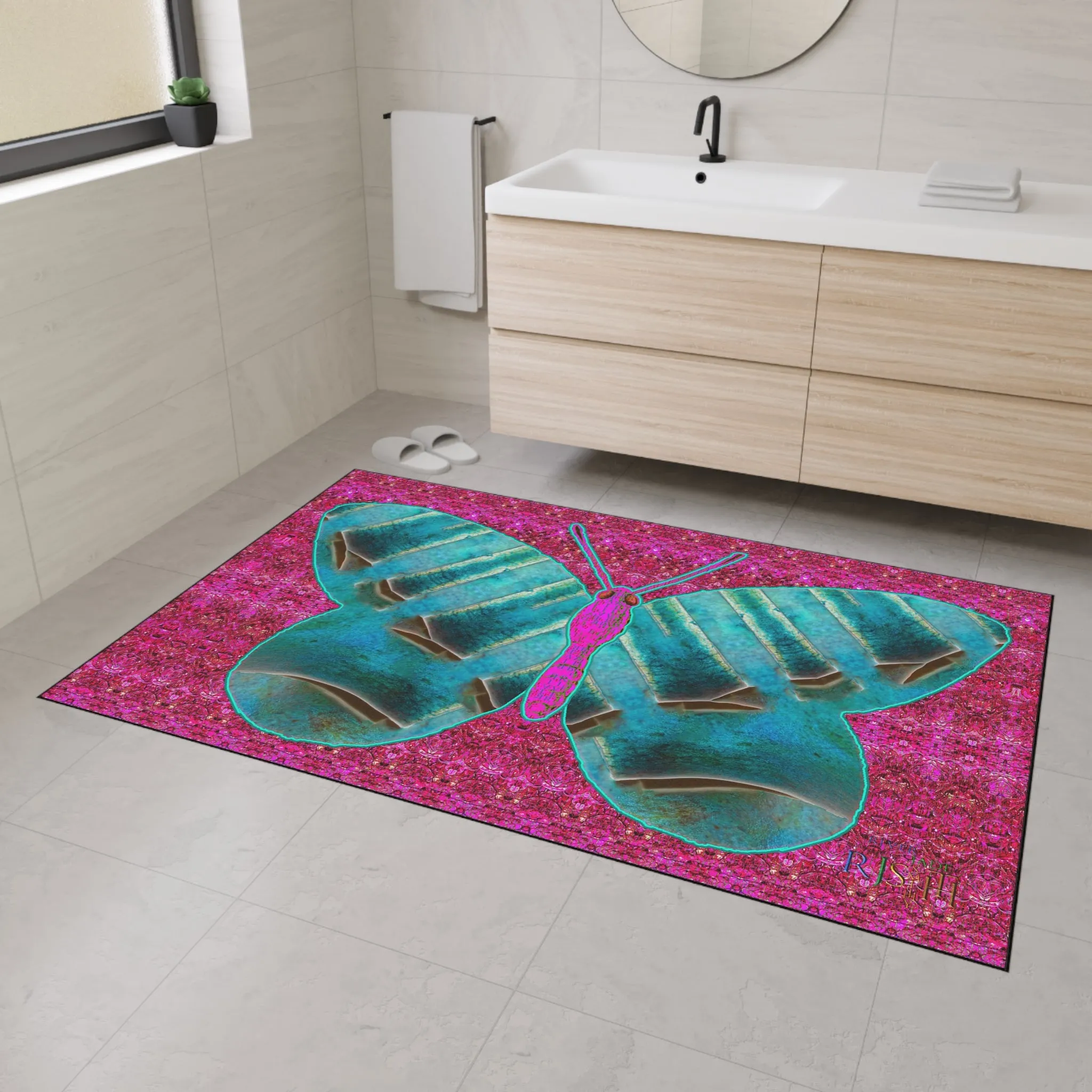Heavy Duty Floor Mat (Butterfly Glade Denizen & Samhain Dream Thaw 13 & Pink Logo@Alchemic) RJSTH@Fabric#8_4 of 16 RJSTHw2025 RJS