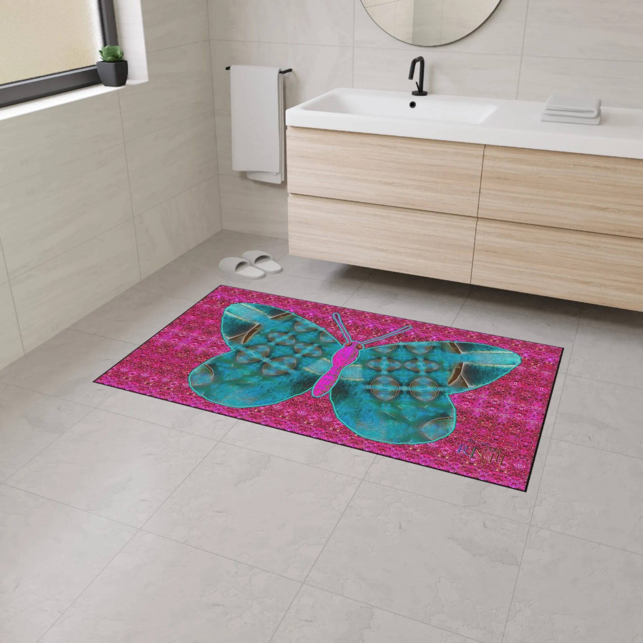 Heavy Duty Floor Mat (Butterfly Glade Denizen & Samhain Dream Thaw 13 & Pink Logo@Alchemic) RJSTH@Fabric#8_6 of 16 RJSTHw2025 RJS