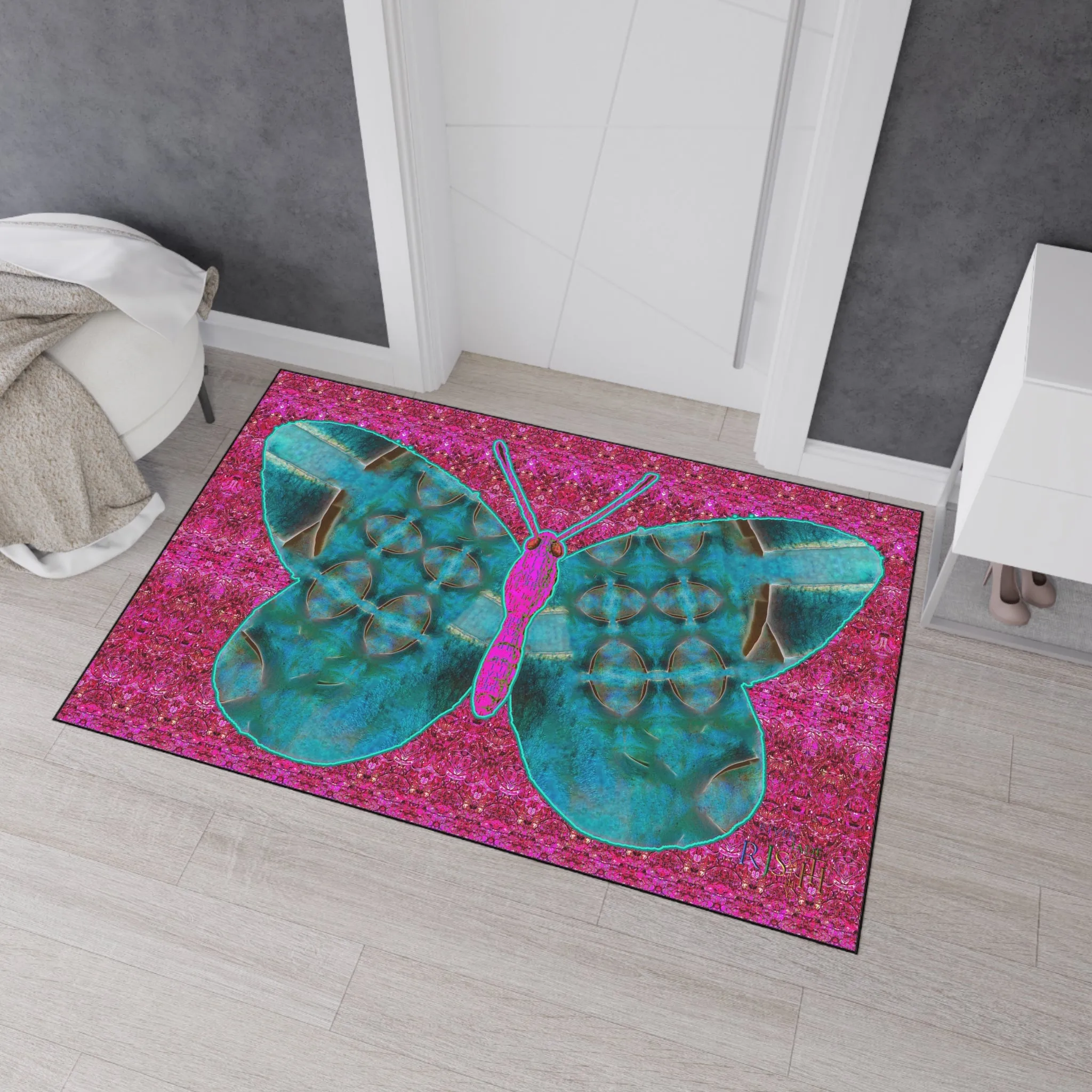 Heavy Duty Floor Mat (Butterfly Glade Denizen & Samhain Dream Thaw 13 & Pink Logo@Alchemic) RJSTH@Fabric#8_6 of 16 RJSTHw2025 RJS