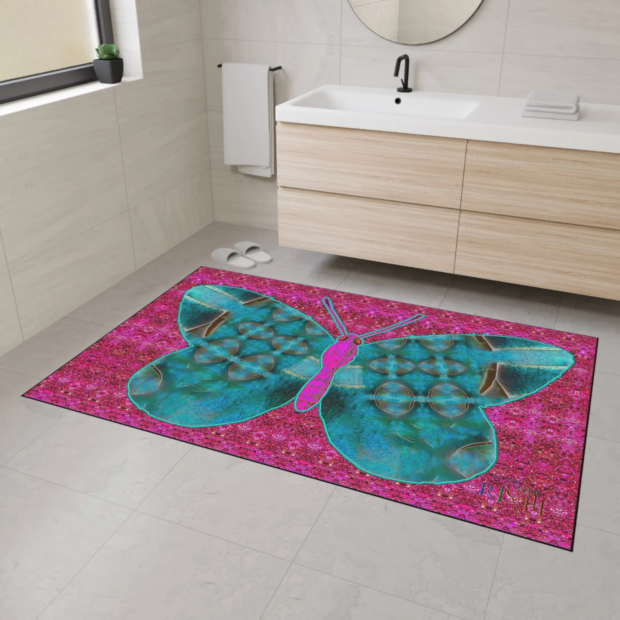 Heavy Duty Floor Mat (Butterfly Glade Denizen & Samhain Dream Thaw 13 & Pink Logo@Alchemic) RJSTH@Fabric#8_6 of 16 RJSTHw2025 RJS
