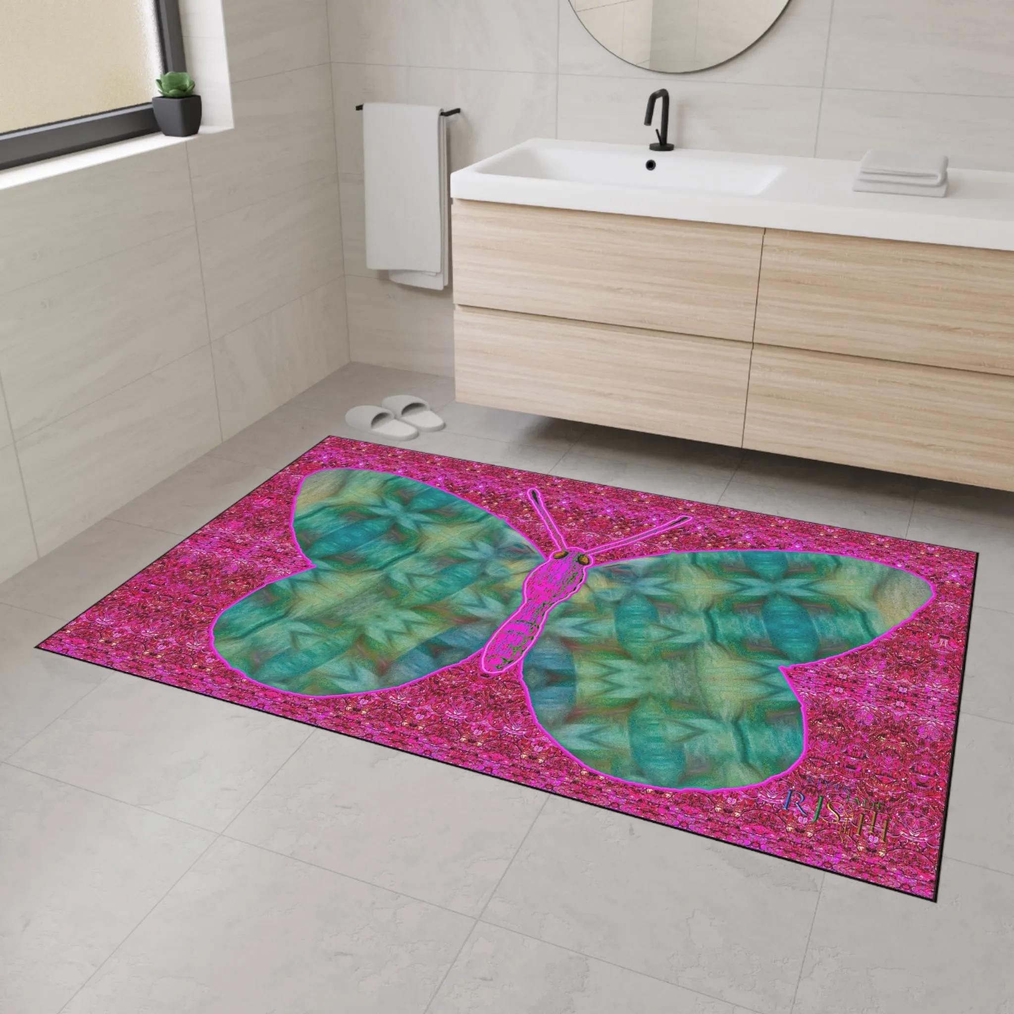 Heavy Duty Floor Mat (Butterfly Glade Denizen & Samhain Dream Thaw 13 & Pink Logo@Alchemic) RJSTH@Fabric#9_10 of 14 RJSTHw2025 RJS