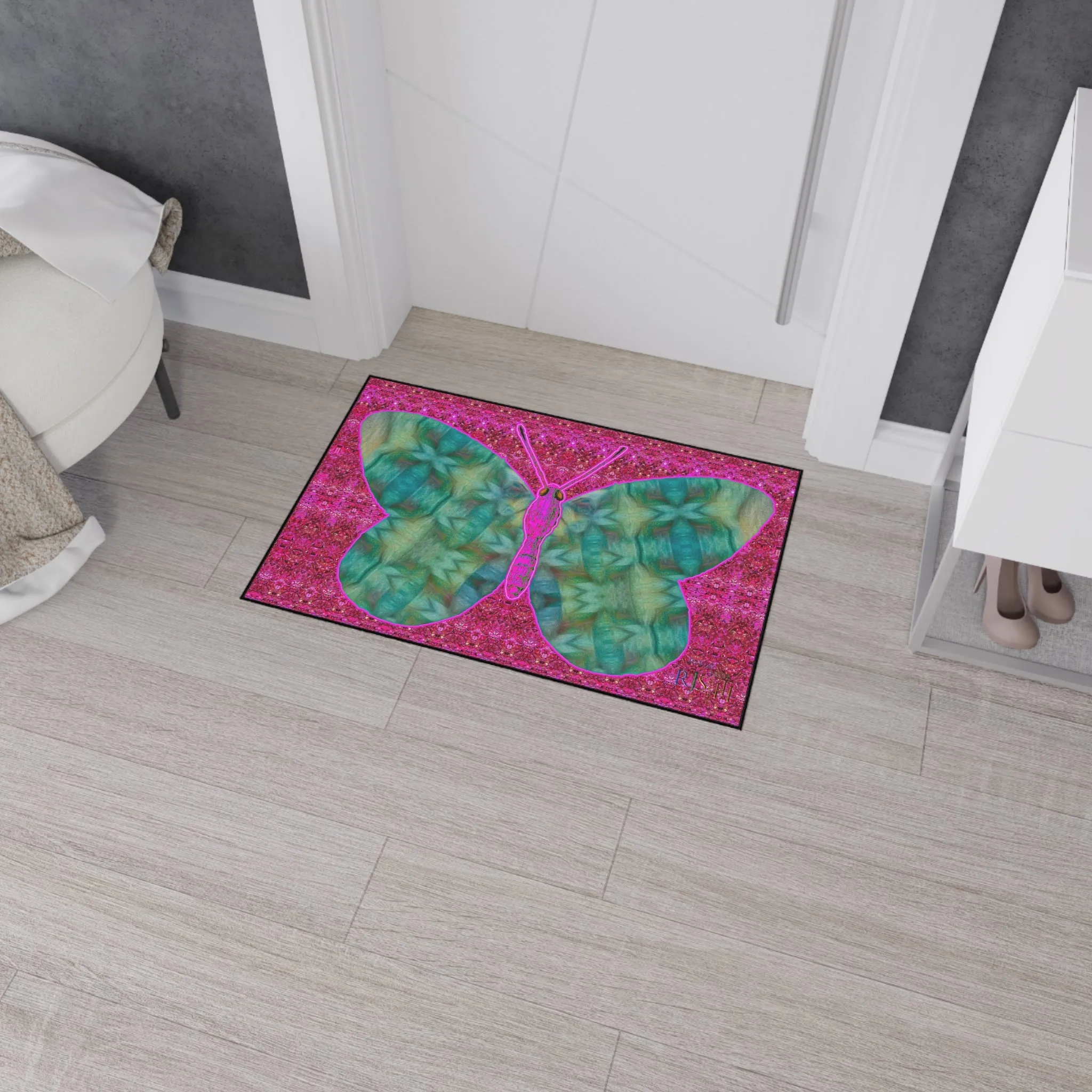 Heavy Duty Floor Mat (Butterfly Glade Denizen & Samhain Dream Thaw 13 & Pink Logo@Alchemic) RJSTH@Fabric#9_10 of 14 RJSTHw2025 RJS