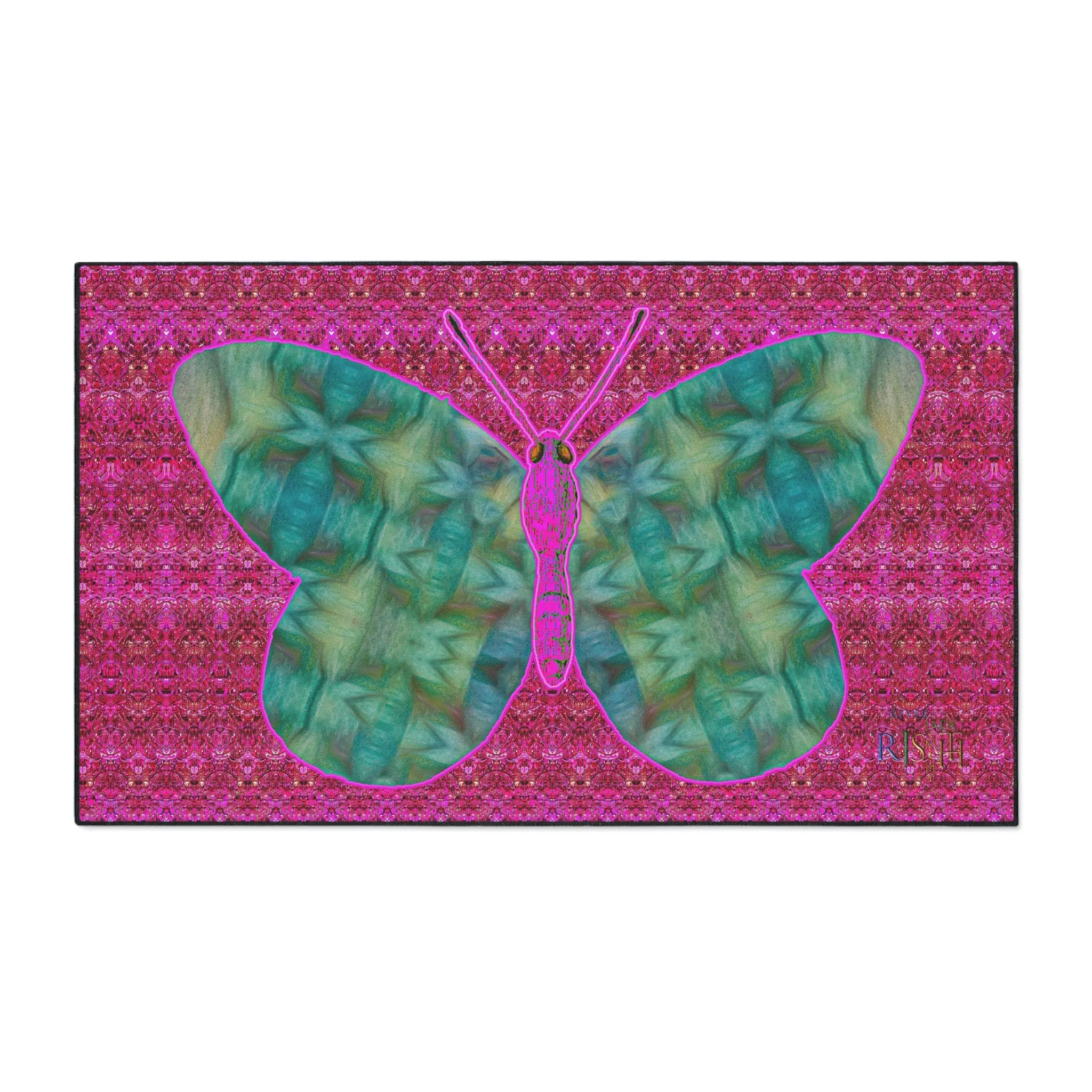 Heavy Duty Floor Mat (Butterfly Glade Denizen & Samhain Dream Thaw 13 & Pink Logo@Alchemic) RJSTH@Fabric#9_10 of 14 RJSTHw2025 RJS