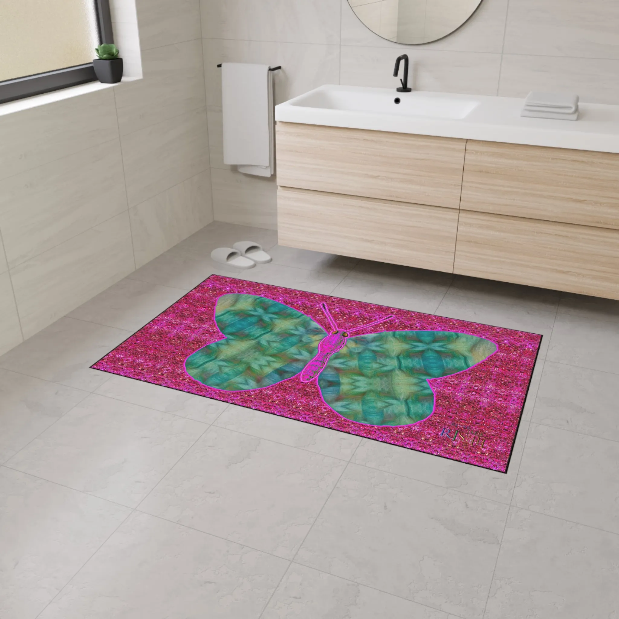 Heavy Duty Floor Mat (Butterfly Glade Denizen & Samhain Dream Thaw 13 & Pink Logo@Alchemic) RJSTH@Fabric#9_10 of 14 RJSTHw2025 RJS