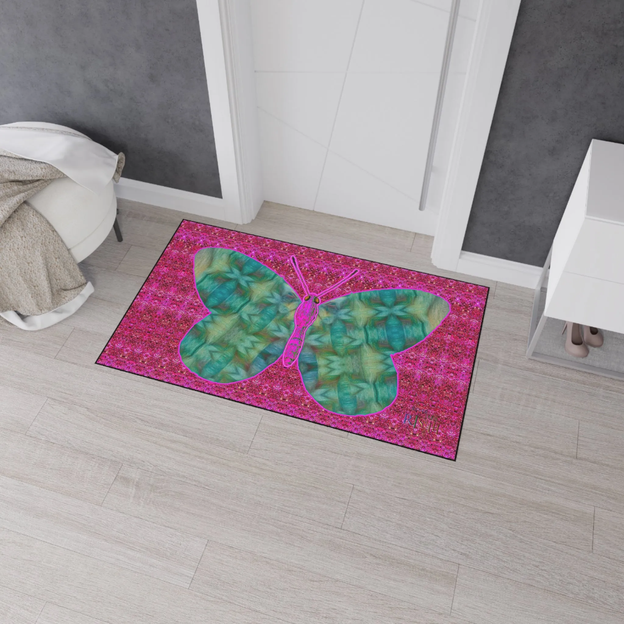 Heavy Duty Floor Mat (Butterfly Glade Denizen & Samhain Dream Thaw 13 & Pink Logo@Alchemic) RJSTH@Fabric#9_10 of 14 RJSTHw2025 RJS