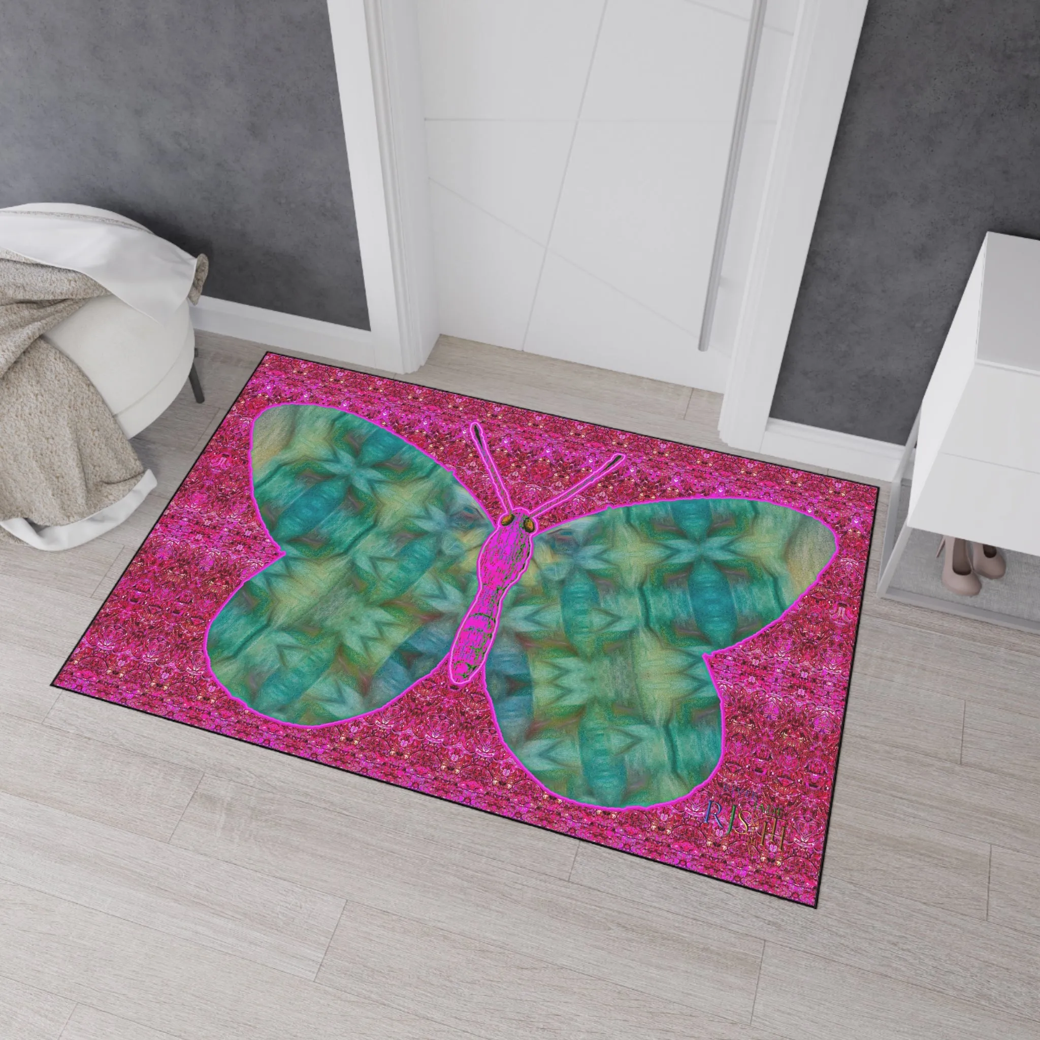 Heavy Duty Floor Mat (Butterfly Glade Denizen & Samhain Dream Thaw 13 & Pink Logo@Alchemic) RJSTH@Fabric#9_10 of 14 RJSTHw2025 RJS