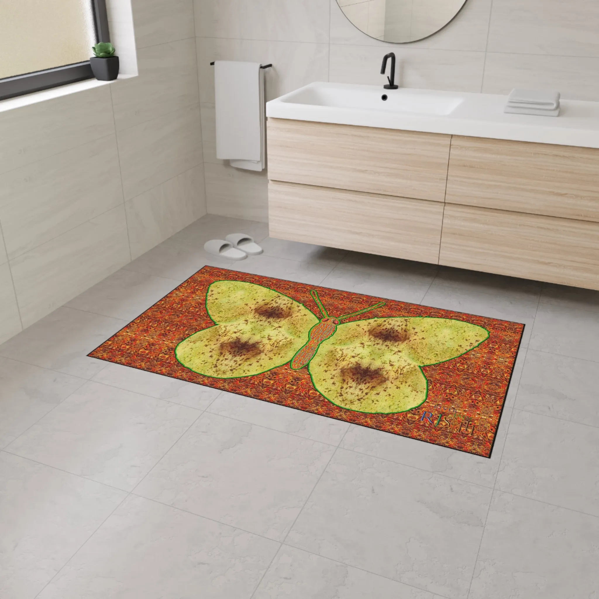 Heavy Duty Floor Mat (Butterfly Glade Denizen & Samhain Dream Thaw 15 & Orange Logo@Alchemic) RJSTH@Fabric#2_3 of 16 RJSTHw2025 RJS