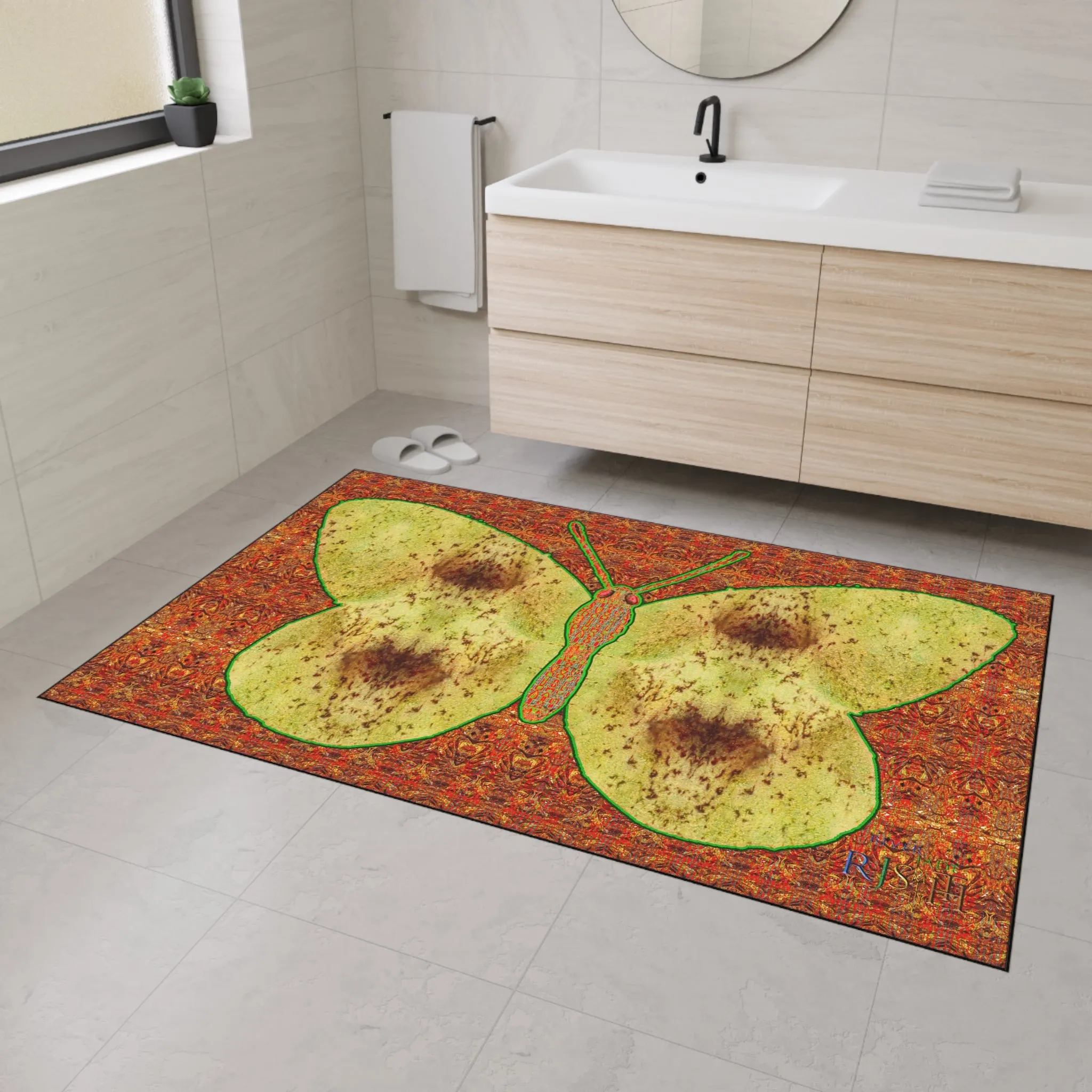 Heavy Duty Floor Mat (Butterfly Glade Denizen & Samhain Dream Thaw 15 & Orange Logo@Alchemic) RJSTH@Fabric#2_3 of 16 RJSTHw2025 RJS