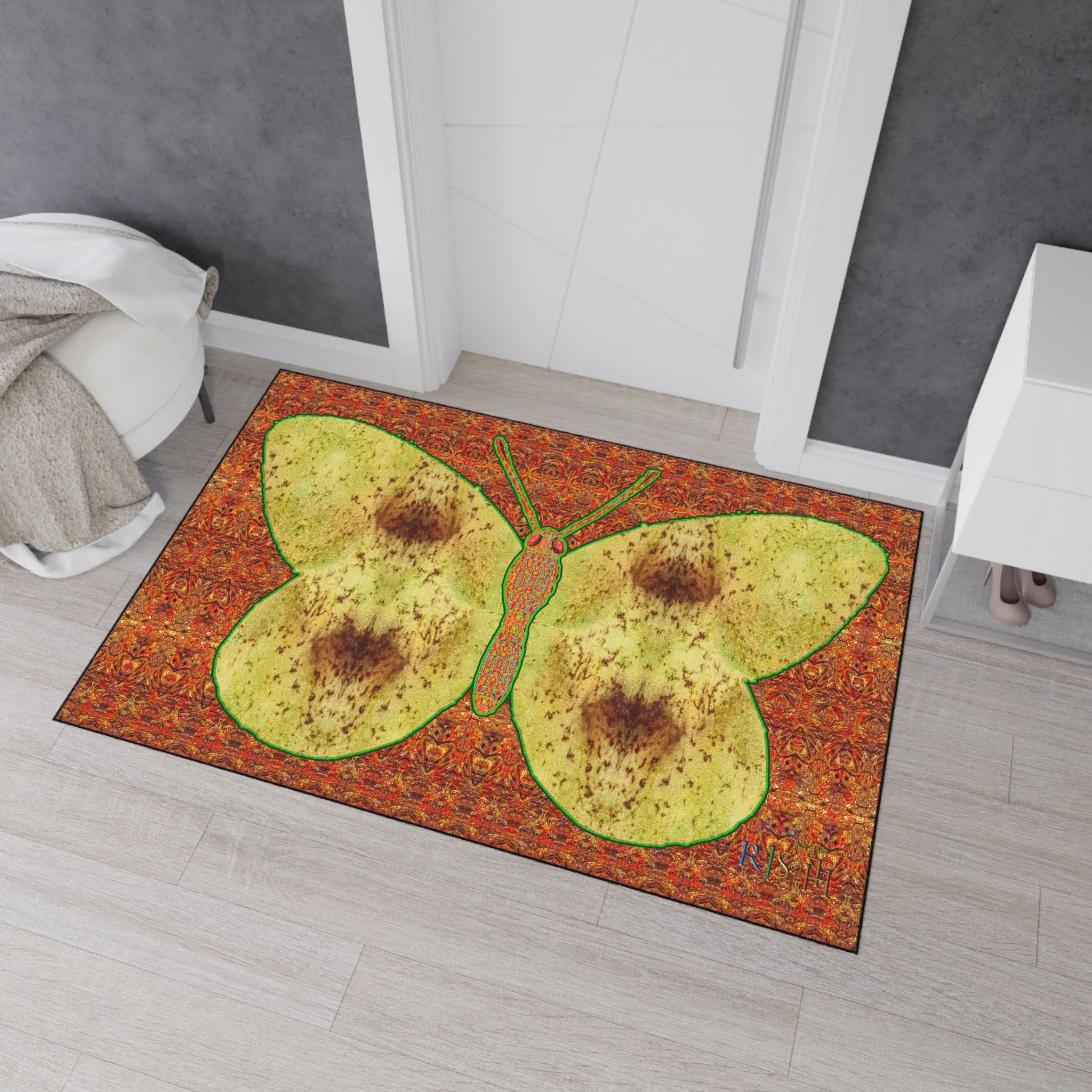 Heavy Duty Floor Mat (Butterfly Glade Denizen & Samhain Dream Thaw 15 & Orange Logo@Alchemic) RJSTH@Fabric#2_3 of 16 RJSTHw2025 RJS