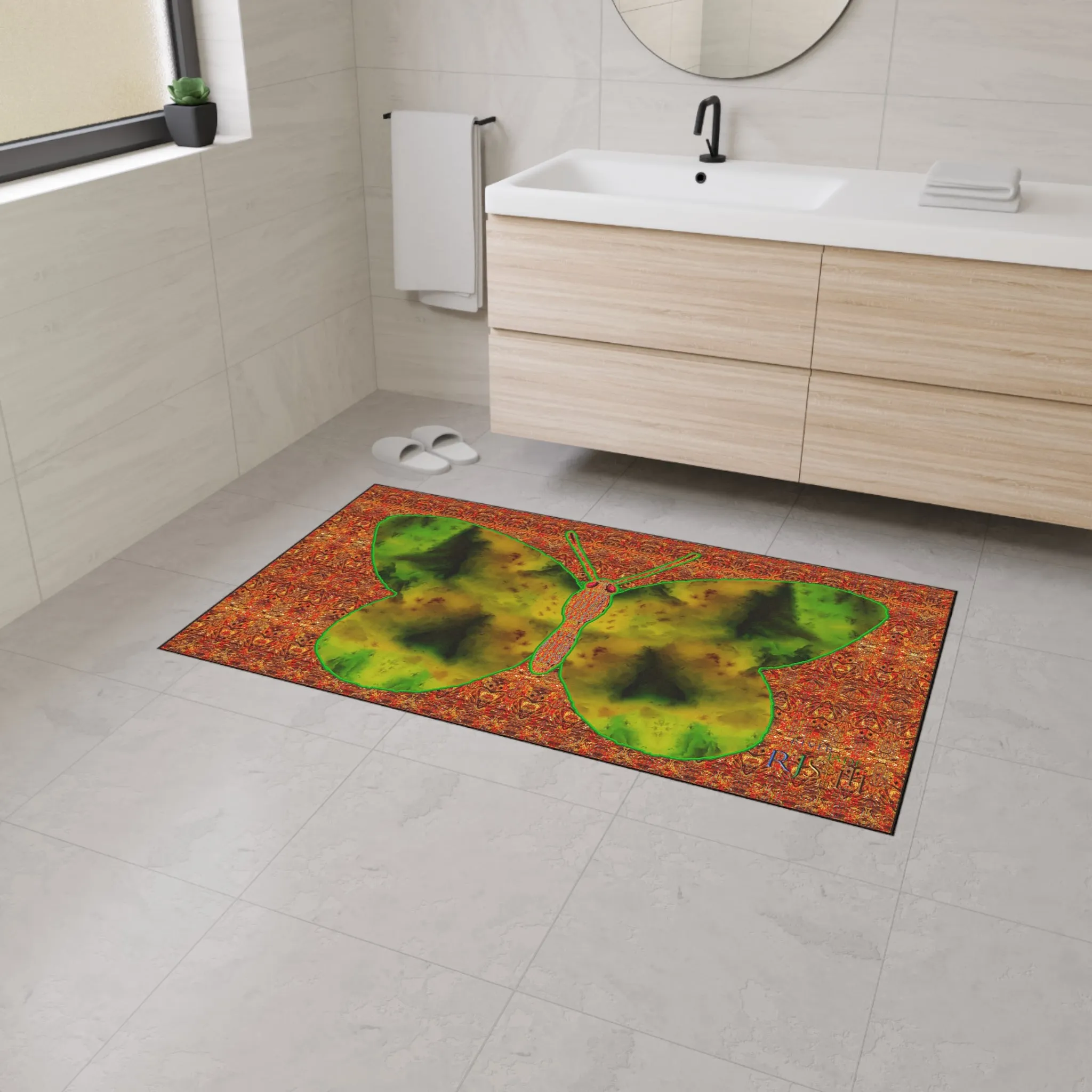Heavy Duty Floor Mat (Butterfly Glade Denizen & Samhain Dream Thaw 15 & Orange Logo@Alchemic) RJSTH@Fabric#3_4 of 16 RJSTHw2025 RJS