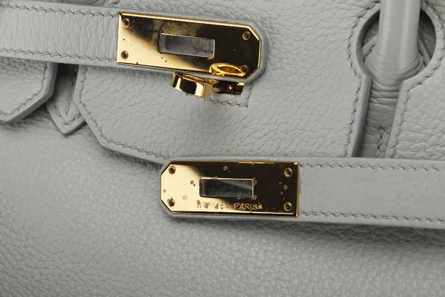 HERMES BIRKIN 35 (STAMP N) GRIS PERLE TOGO GOLD HARDWARE WITH KEYS&LOCK, RAINCOAT, DUST COVER & BOX