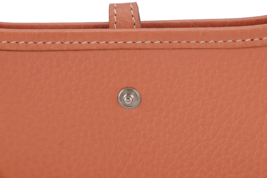 HERMES EVELYNE TPM STAMP Q (YEAR 2013) FLAMINGO CLEMENCE SILVER HARDWARE WITH STRAPS AND DUST COVER