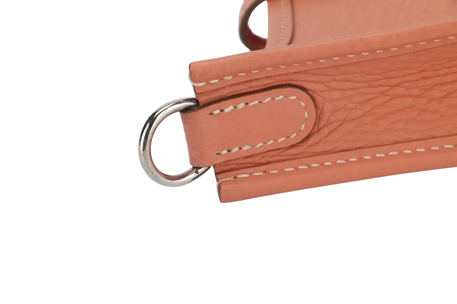 HERMES EVELYNE TPM STAMP Q (YEAR 2013) FLAMINGO CLEMENCE SILVER HARDWARE WITH STRAPS AND DUST COVER