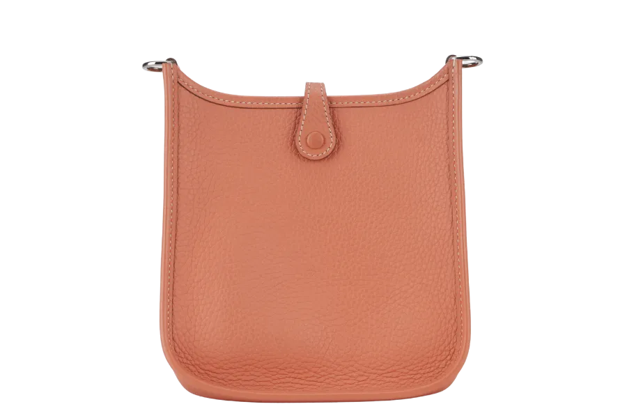 HERMES EVELYNE TPM STAMP Q (YEAR 2013) FLAMINGO CLEMENCE SILVER HARDWARE WITH STRAPS AND DUST COVER