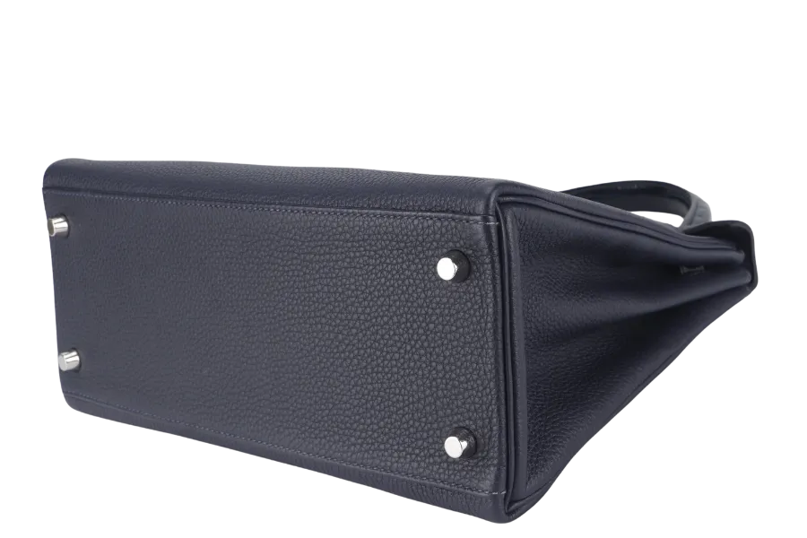 HERMES KELLY 28 STAMP Y (YEAR 2021) TOUCH NILOTICUS TOGO BLUE NUIT, BLUE BALTIQUE SILVER HARDWARE WITH KEYS&LOCK AND DUST COVER