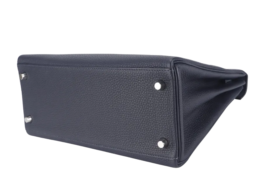 HERMES KELLY 28 STAMP Y (YEAR 2021) TOUCH NILOTICUS TOGO BLUE NUIT, BLUE BALTIQUE SILVER HARDWARE WITH KEYS&LOCK AND DUST COVER