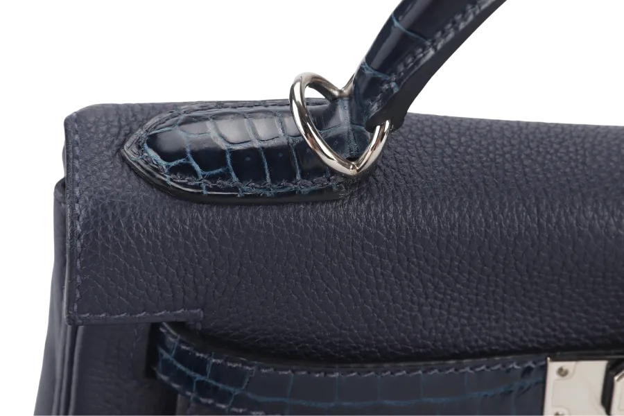 HERMES KELLY 28 STAMP Y (YEAR 2021) TOUCH NILOTICUS TOGO BLUE NUIT, BLUE BALTIQUE SILVER HARDWARE WITH KEYS&LOCK AND DUST COVER