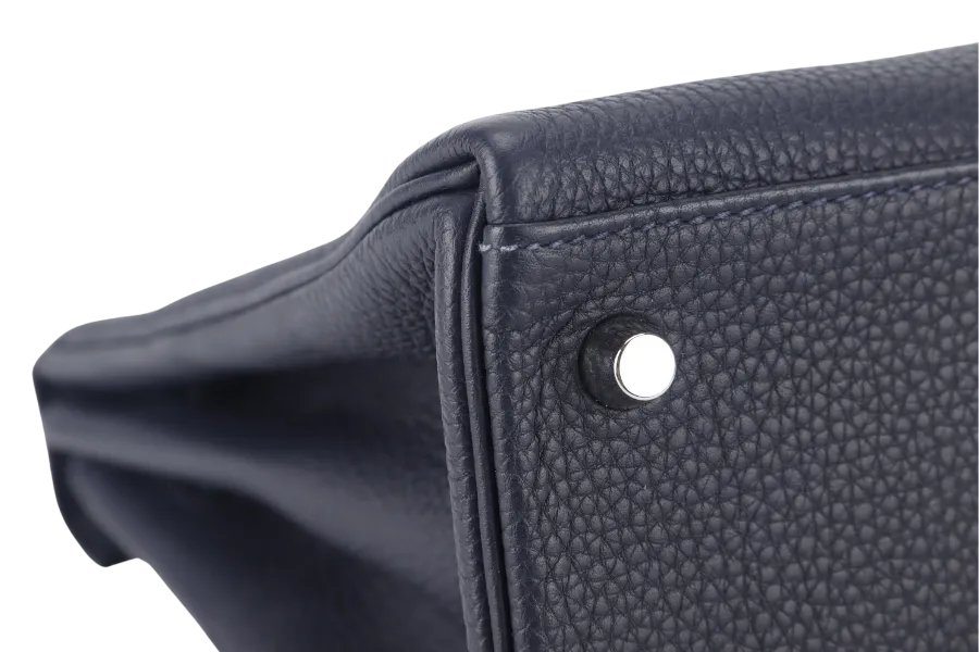 HERMES KELLY 28 STAMP Y (YEAR 2021) TOUCH NILOTICUS TOGO BLUE NUIT, BLUE BALTIQUE SILVER HARDWARE WITH KEYS&LOCK AND DUST COVER