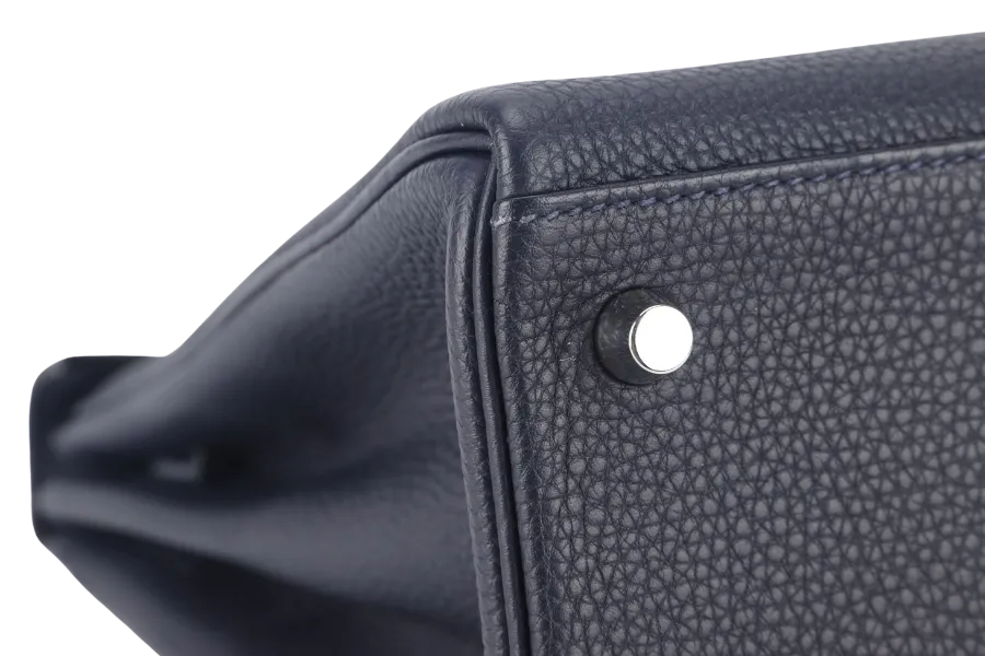 HERMES KELLY 28 STAMP Y (YEAR 2021) TOUCH NILOTICUS TOGO BLUE NUIT, BLUE BALTIQUE SILVER HARDWARE WITH KEYS&LOCK AND DUST COVER