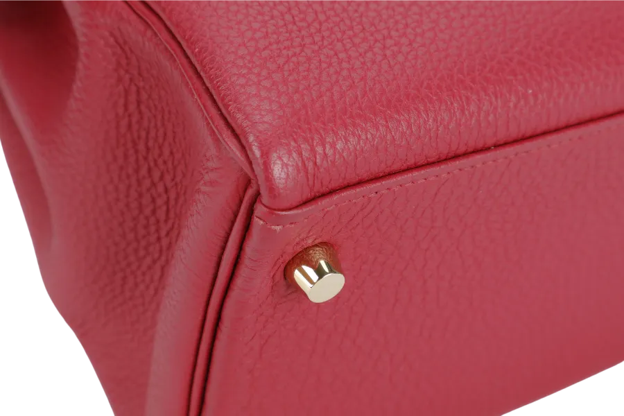HERMES KELLY 32 RUBIS TOGO GOLD HARDWARE STAMP T (2015) WITH KEYS & LOCK, RAINCOAT, STRAPS , DUST COVER AND BOX