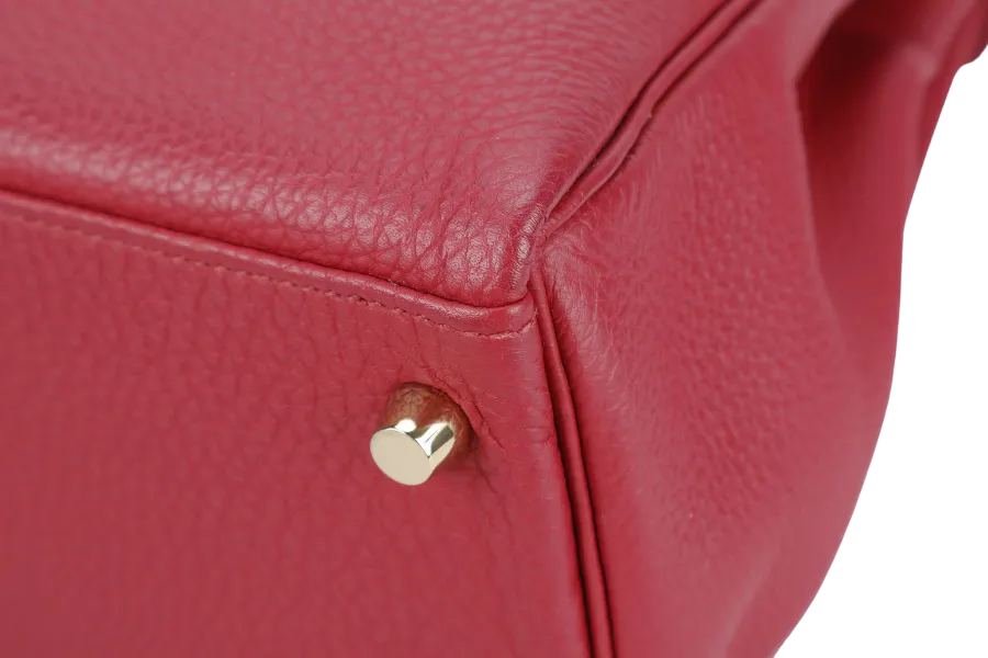 HERMES KELLY 32 RUBIS TOGO GOLD HARDWARE STAMP T (2015) WITH KEYS & LOCK, RAINCOAT, STRAPS , DUST COVER AND BOX