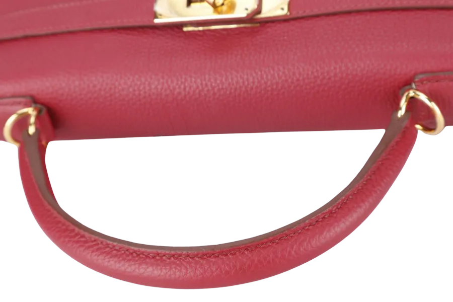 HERMES KELLY 32 RUBIS TOGO GOLD HARDWARE STAMP T (2015) WITH KEYS & LOCK, RAINCOAT, STRAPS , DUST COVER AND BOX