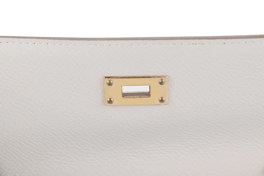 HERMES KELLY TO GO (STAMP B) GRIS PALE EPSOM LEATHER GOLD HARDWARE WITH STRAP, DUST COVER AND BOX