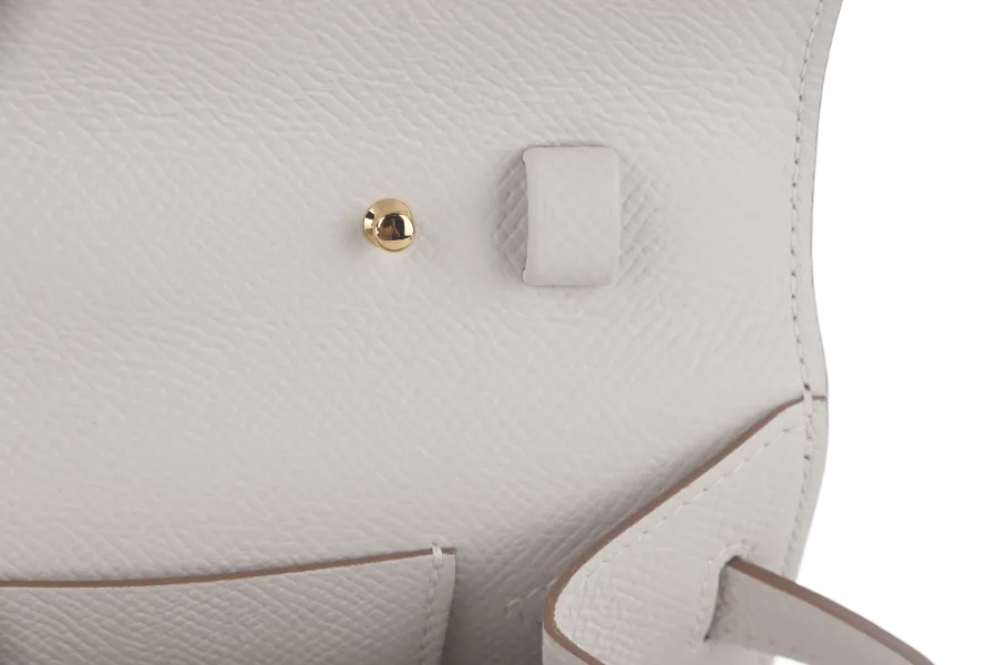 HERMES KELLY TO GO (STAMP B) GRIS PALE EPSOM LEATHER GOLD HARDWARE WITH STRAP, DUST COVER AND BOX