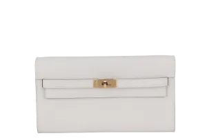 HERMES KELLY TO GO (STAMP B) GRIS PALE EPSOM LEATHER GOLD HARDWARE WITH STRAP, DUST COVER AND BOX