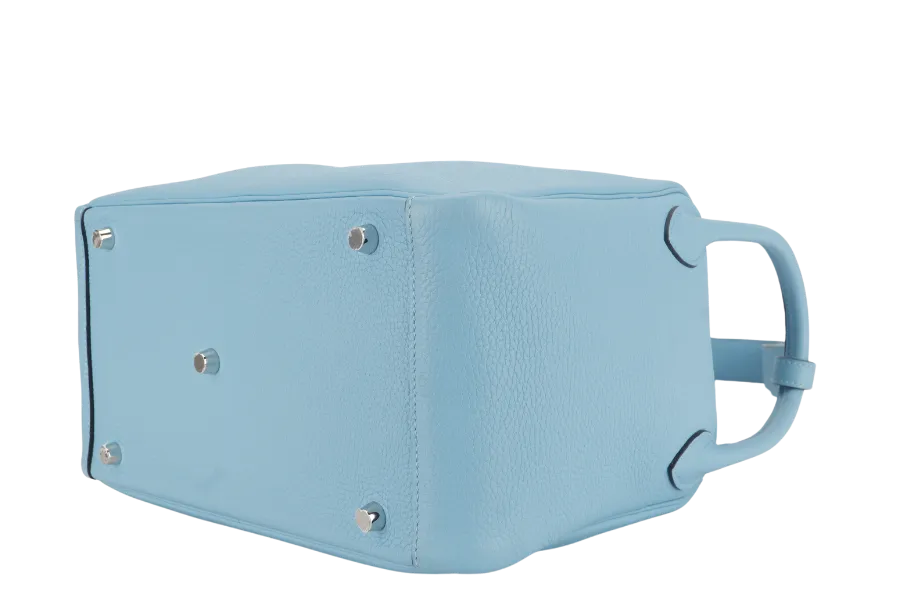 HERMES LINDY 30 BLUE CELESTE CLEMENCE LEATHER PALLADIUM HARDWARE STAMP D (YEAR 2019) WITH DUST COVER