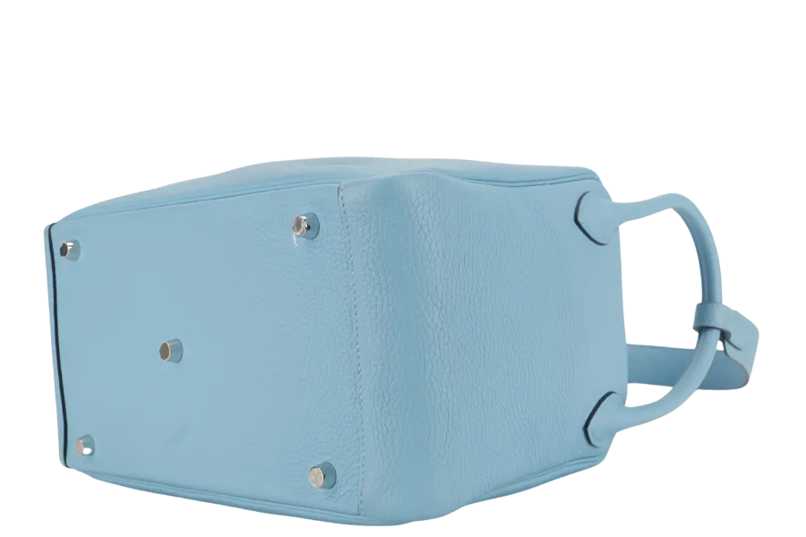 HERMES LINDY 30 BLUE CELESTE CLEMENCE LEATHER PALLADIUM HARDWARE STAMP D (YEAR 2019) WITH DUST COVER