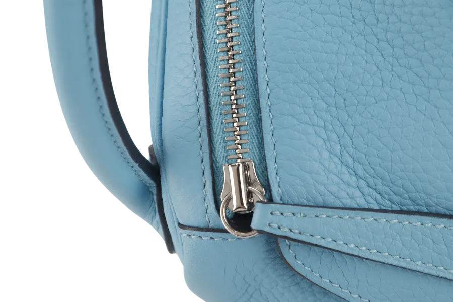 HERMES LINDY 30 BLUE CELESTE CLEMENCE LEATHER PALLADIUM HARDWARE STAMP D (YEAR 2019) WITH DUST COVER