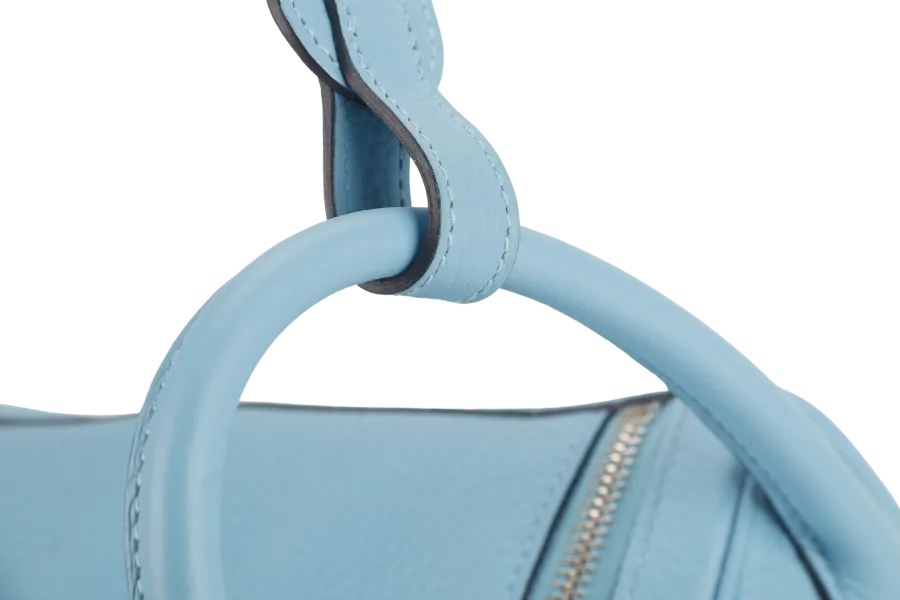 HERMES LINDY 30 BLUE CELESTE CLEMENCE LEATHER PALLADIUM HARDWARE STAMP D (YEAR 2019) WITH DUST COVER