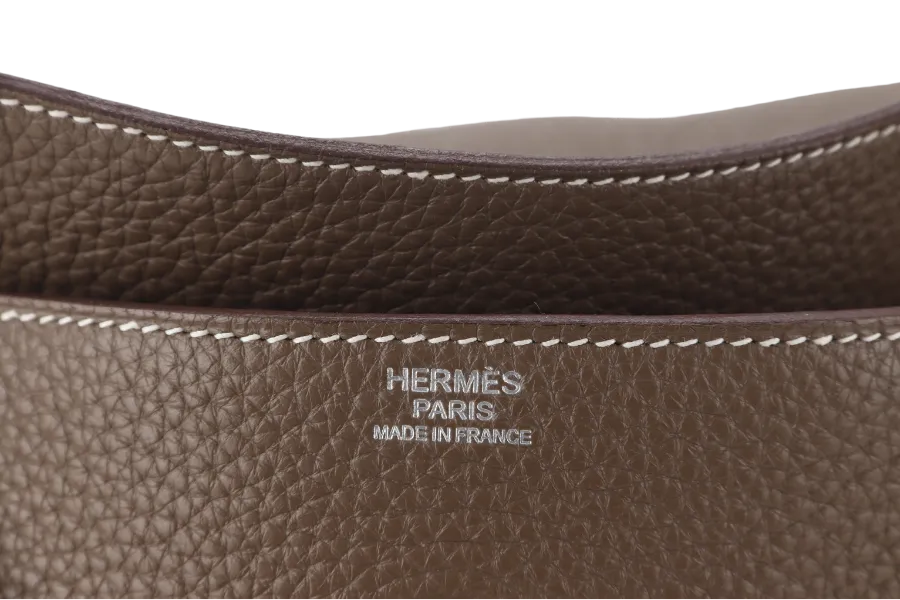 HERMES LINDY 34 ETOUPE COLOR CLEMENCE LEATHER SILVER HARDWARE STAMP P WITH DUST COVER