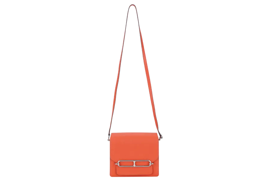 HERMES ROULIS BAG MINI CAPUCINE SWIFT LEATHER SILVER HARDWARE STAMP D (YEAR 2019) WITH DUST COVER AND BOX