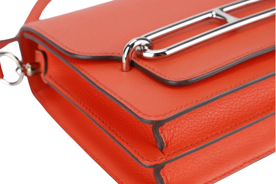 HERMES ROULIS BAG MINI CAPUCINE SWIFT LEATHER SILVER HARDWARE STAMP D (YEAR 2019) WITH DUST COVER AND BOX