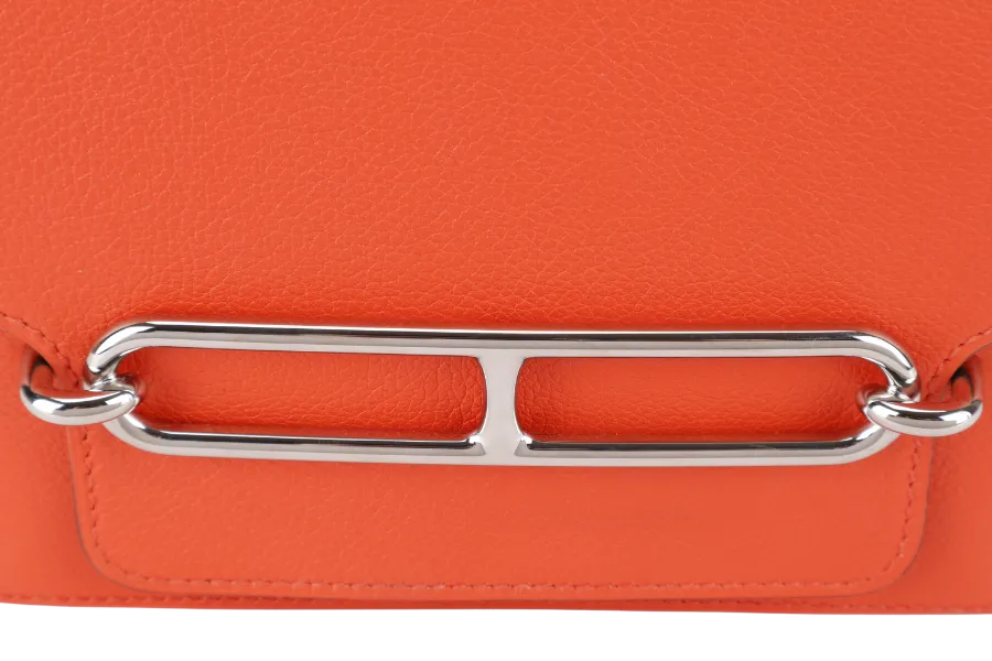 HERMES ROULIS BAG MINI CAPUCINE SWIFT LEATHER SILVER HARDWARE STAMP D (YEAR 2019) WITH DUST COVER AND BOX