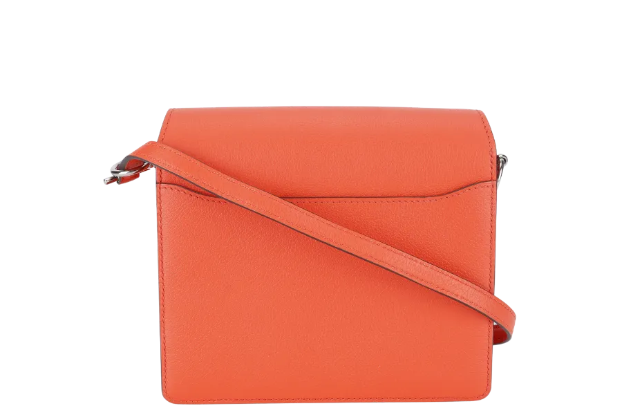 HERMES ROULIS BAG MINI CAPUCINE SWIFT LEATHER SILVER HARDWARE STAMP D (YEAR 2019) WITH DUST COVER AND BOX