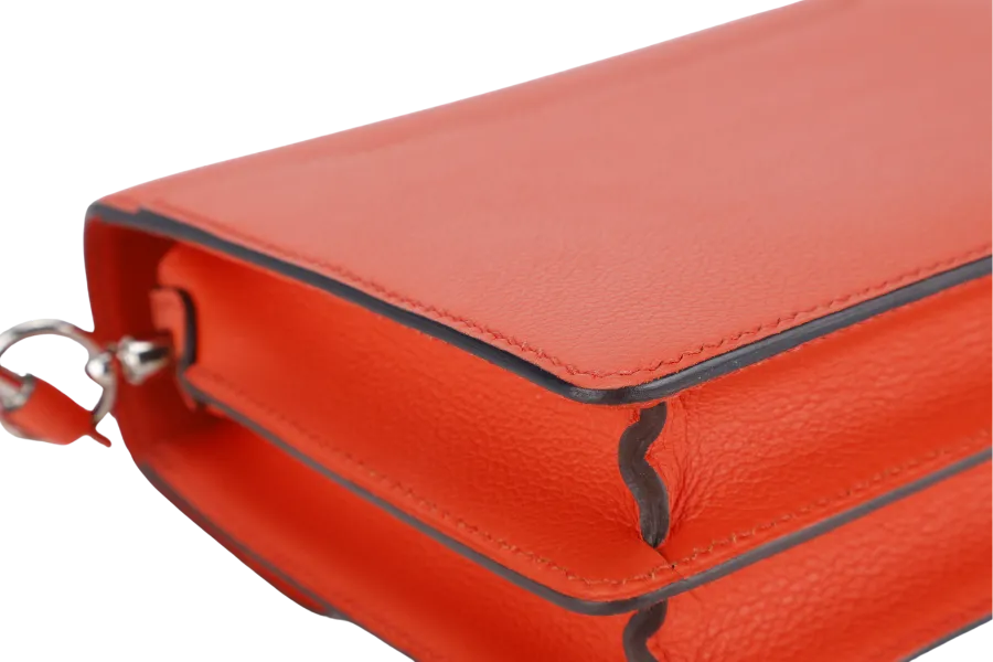 HERMES ROULIS BAG MINI CAPUCINE SWIFT LEATHER SILVER HARDWARE STAMP D (YEAR 2019) WITH DUST COVER AND BOX