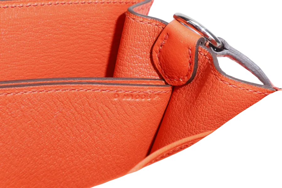 HERMES ROULIS BAG MINI CAPUCINE SWIFT LEATHER SILVER HARDWARE STAMP D (YEAR 2019) WITH DUST COVER AND BOX