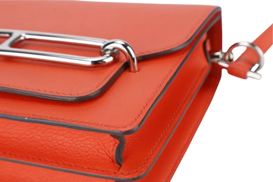 HERMES ROULIS BAG MINI CAPUCINE SWIFT LEATHER SILVER HARDWARE STAMP D (YEAR 2019) WITH DUST COVER AND BOX