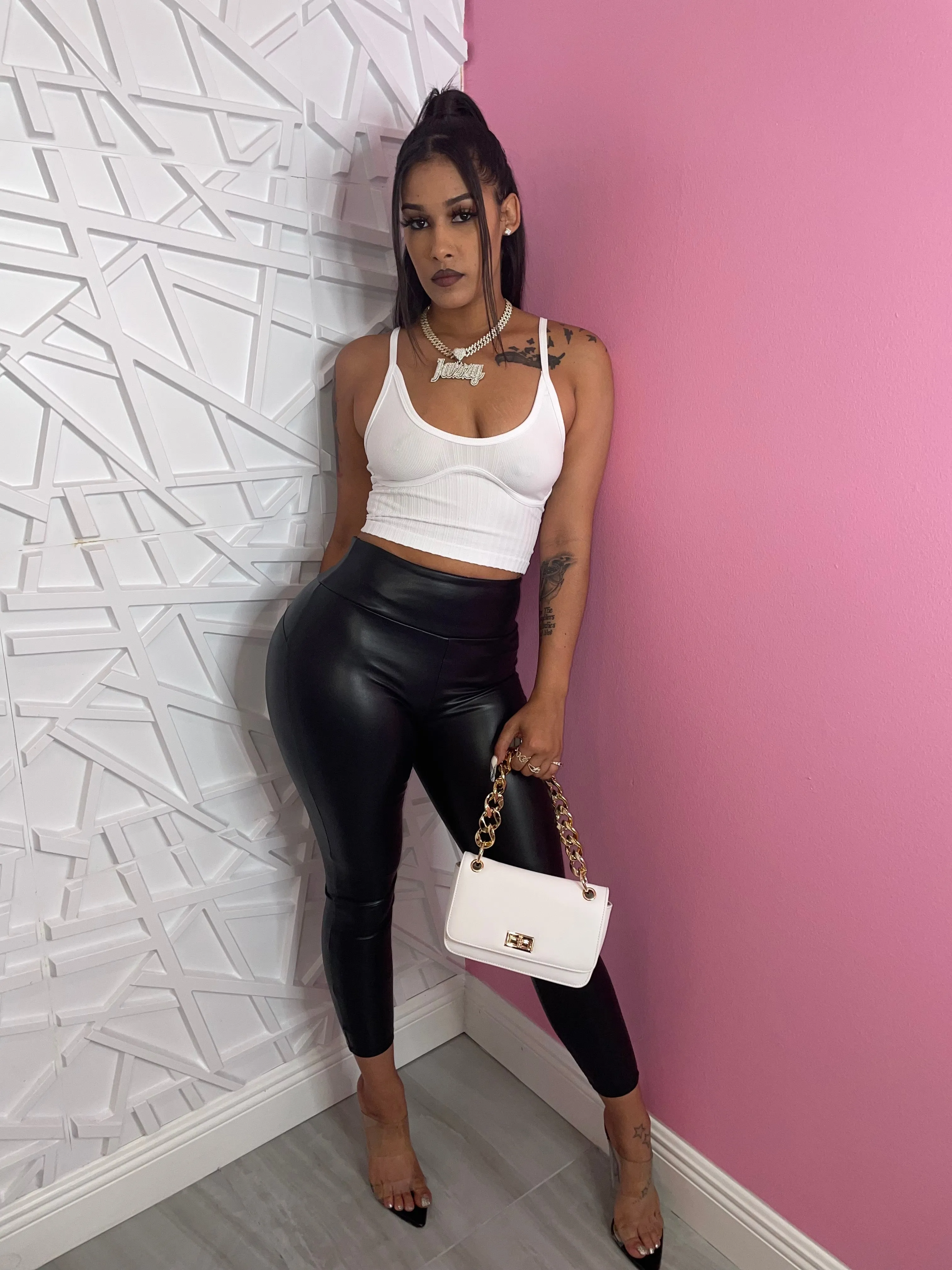 High Waist Leather Tights