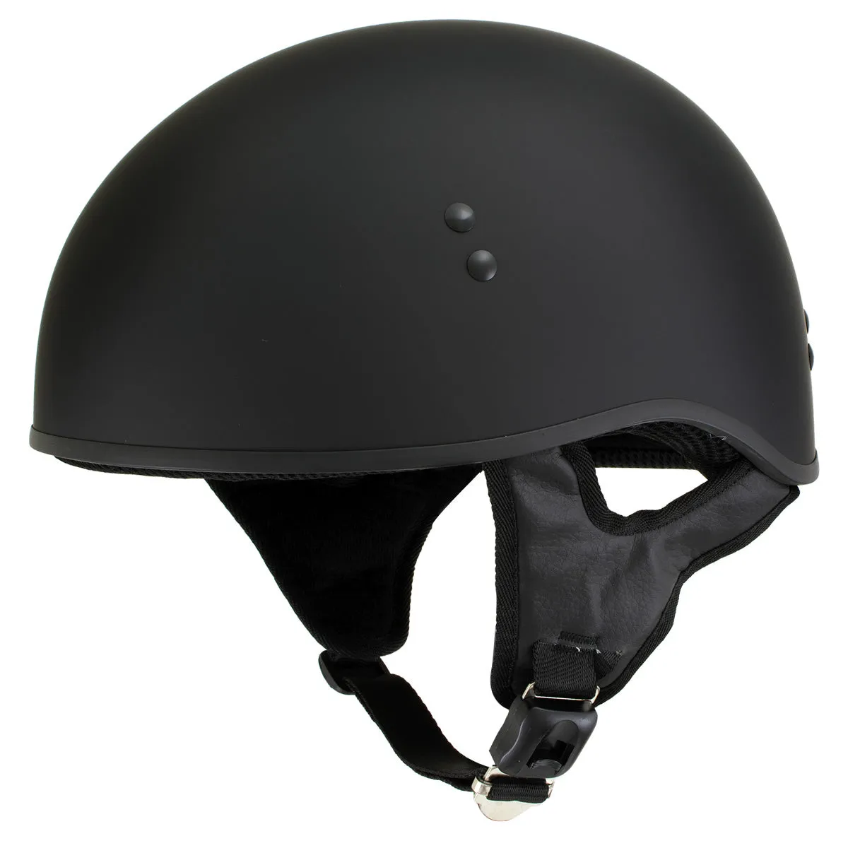 HLD1001 'Flat Matte Black' Motorcycle DOT Skull Cap Classic Half Helmet for Men and Women Biker