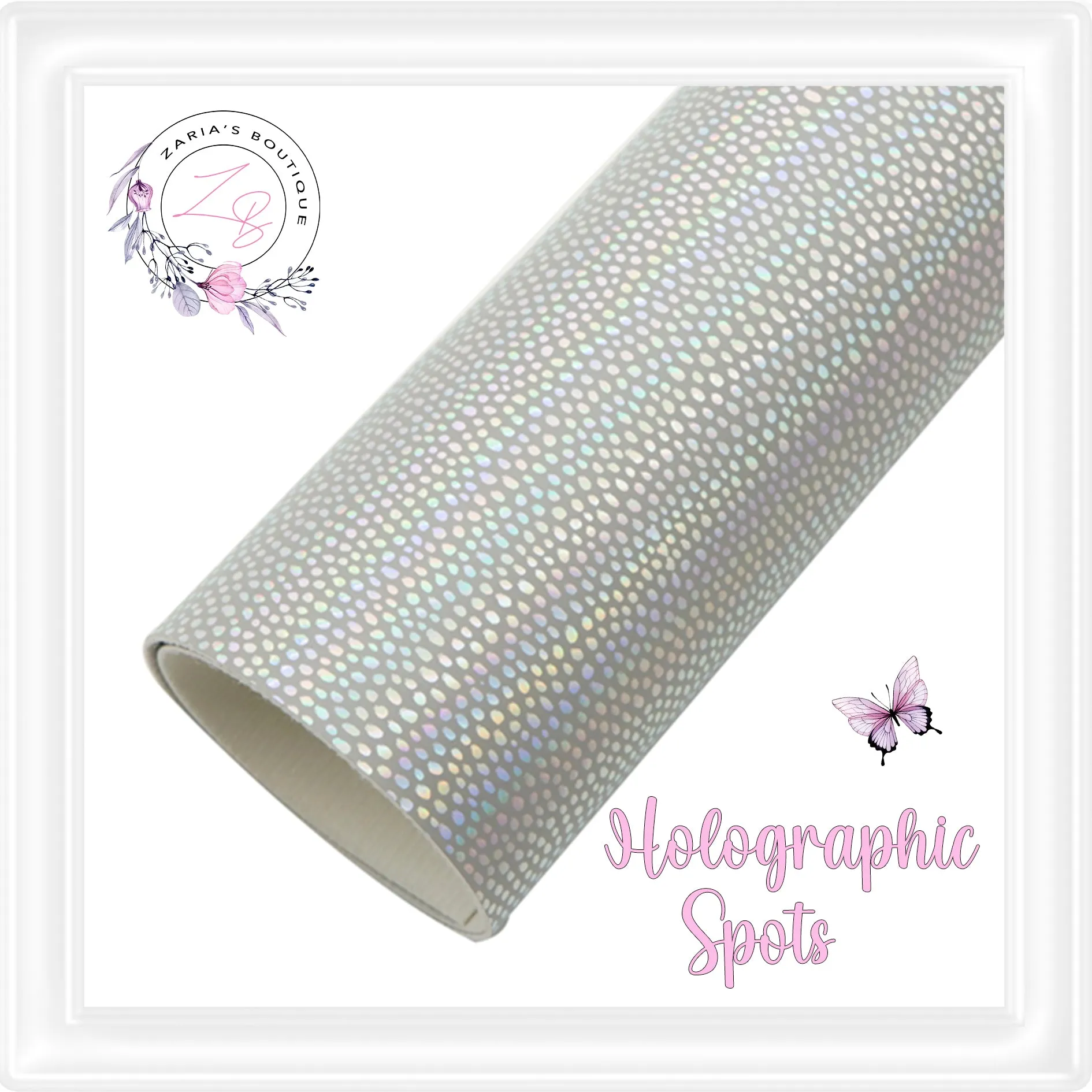 ⋅ Holographic Confetti Dots ⋅ Vegan Faux Leather ⋅ Grey ⋅