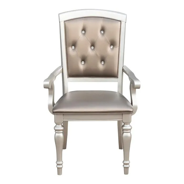 Homelegance Orsina Arm Chair in Silver (Set of 2)