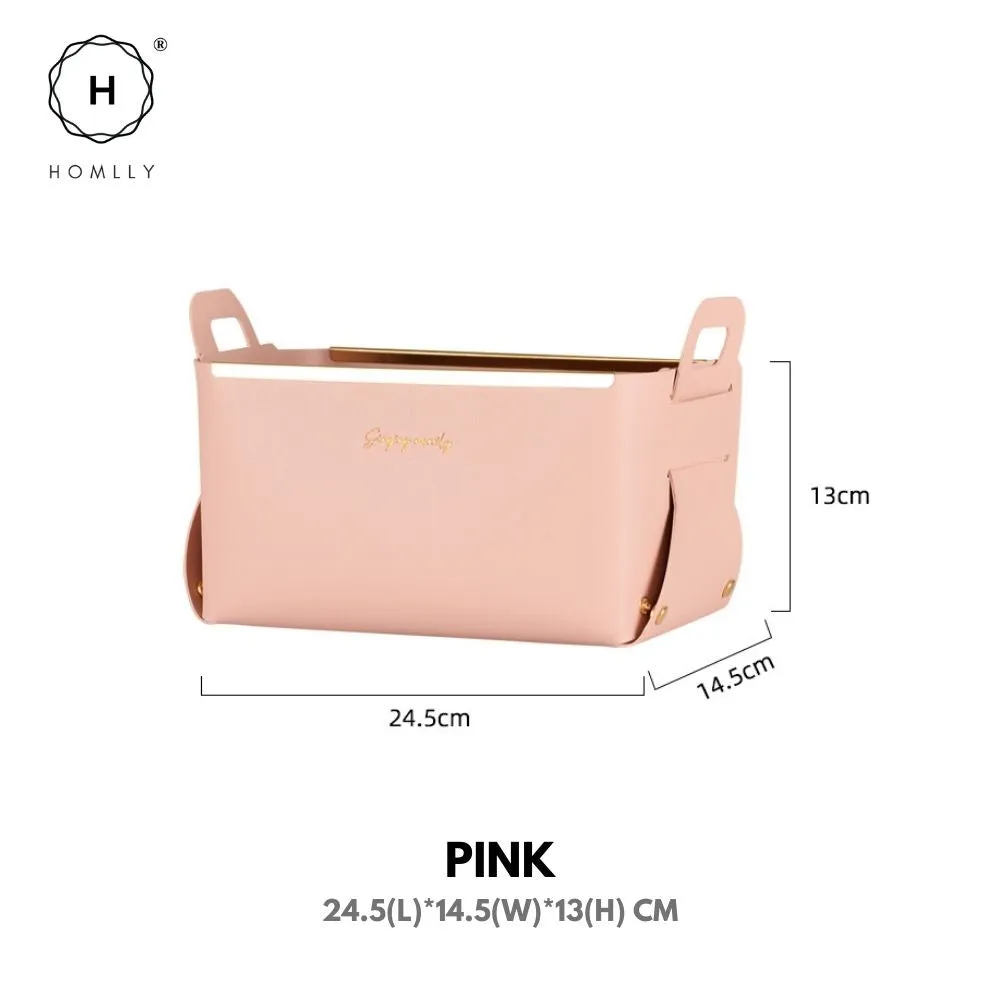 Homlly Leather PU Cosmetic Makeup Organizer Jewelry Storage Basket