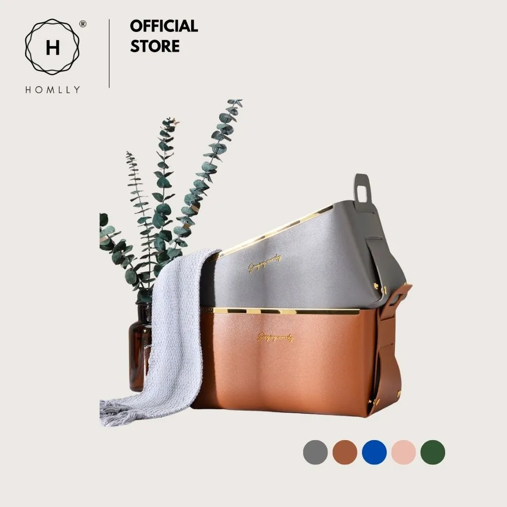 Homlly Leather PU Cosmetic Makeup Organizer Jewelry Storage Basket
