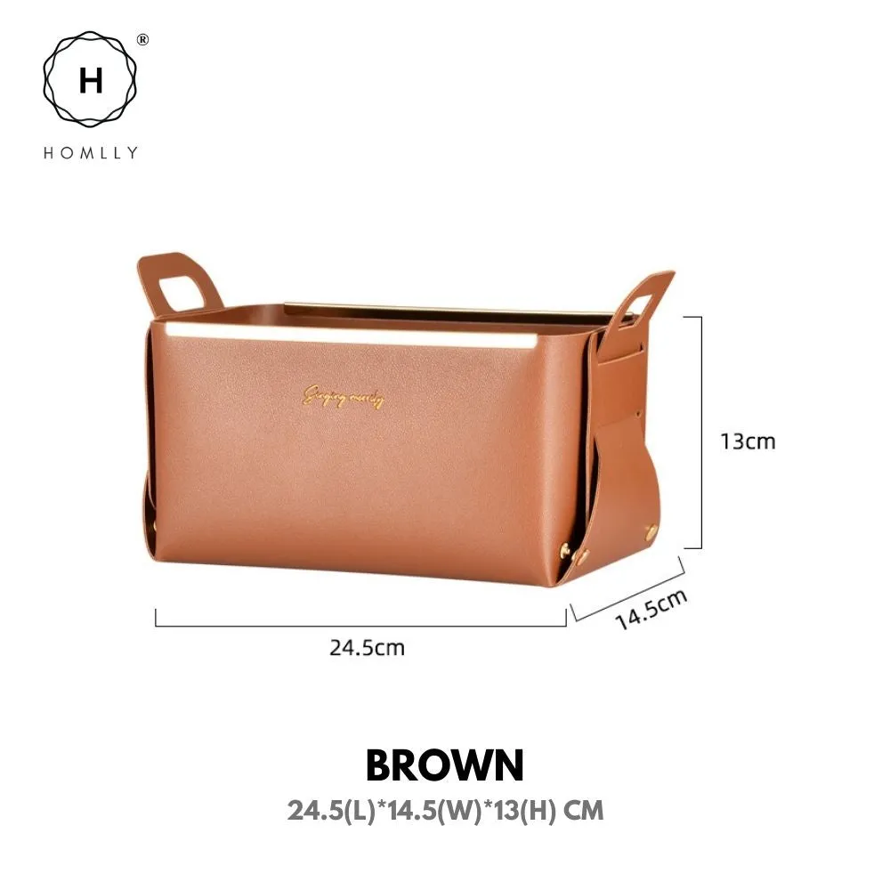 Homlly Leather PU Cosmetic Makeup Organizer Jewelry Storage Basket
