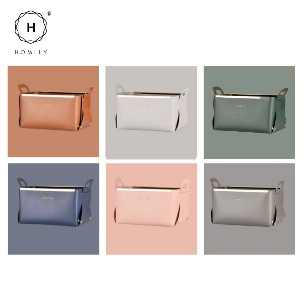 Homlly Leather PU Cosmetic Makeup Organizer Jewelry Storage Basket