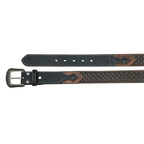 Hooey Men's Brown and Black Basket Weave Western Belt - 1654BE1